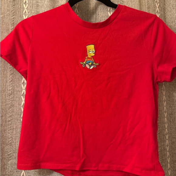 Simpsons Tops - The Simpsons red Bart baby T crop